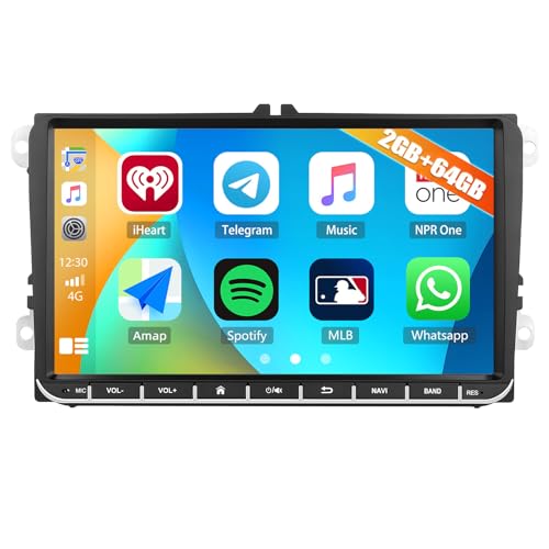 CAMECHO 2+64G Android 13 Car Stereo for VW Golf 5 6 Polo Passat Scirocco Seat Support Sat Nav 9 inch Double Din Car Stereo with Wireless Carplay Android Auto RDS FM Bluetooth Mirror Link