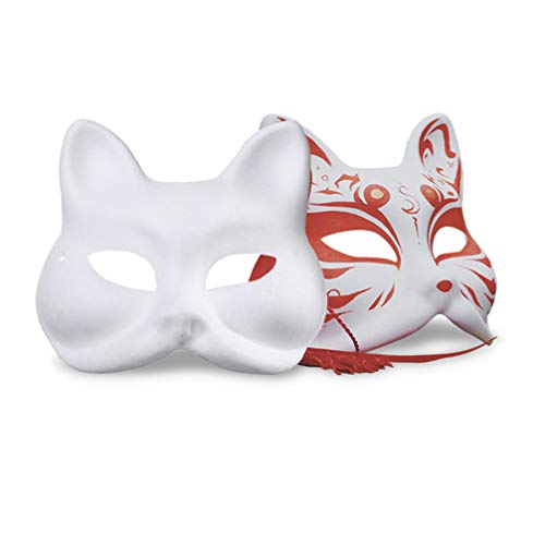 Toyvian 3 Pecas Máscara De Raposa Kabuki Máscara Pintada à Mão Máscara Facial Pintada à Mão Meio Whi