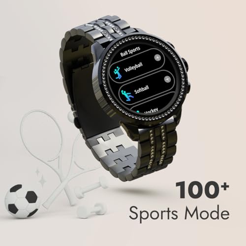 Image of Maxima Bliss+ Smartwatch 1.28 inch Ultra HD Display, 650 Nits, Premium Crafted Diamond Metallic Design, Bluetooth Calling, Voice Assistant, Heart Rate /Sleep /stress monitoring Smart Watch (Rose Gold Peach)