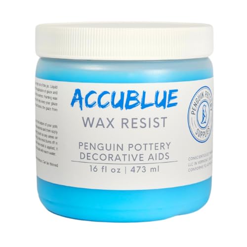 Penguin Pottery AccuBlue Ceramic Wax Resist for Pottery Glaze Clay Glaze Slip Clay Use Pottery Wax Resist with Underglazes in Pottery Kiln - Alternative to Latex Resist for Pottery (1 Pint | 473 ml)