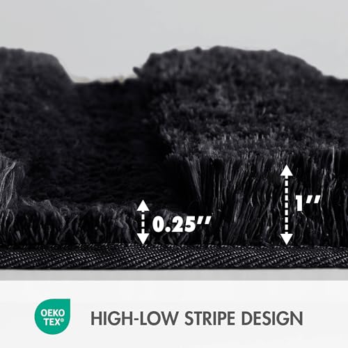 Madison Park Bath Rug Tufted Pearl Channel Bathroom Rug, Soft, Plush & Absorbent Bath Matt for Bathroom, Rubber Back Non-Slip, Thick Hotel Quality & Machine Washable 24" W x 58" L, Black 1 Piece by Madison Park - Image 6