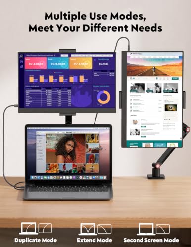 Image of 15.6 inch Portable Monitor with Adjustable Stand, Smart Cover, 1080P IPS Screen