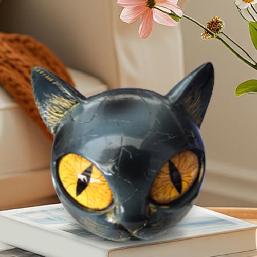 Statue de chat noir de table : sculpture décorative pour étagère de salon - 4