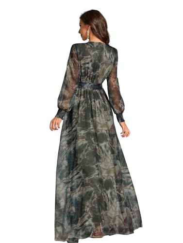 Litzo Women A-Line Maxi Western Dresses (10-M) Green