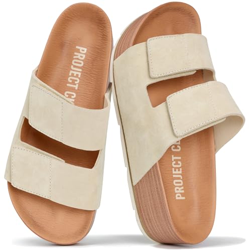Image of Project Cloud 100% Genuine Leather Platform Sandals Women Footwear-Beach Essentials Summer Wedges with Plush and Soft Insole-Non Slip & Lightweight Wedge Sandals For Women 2026