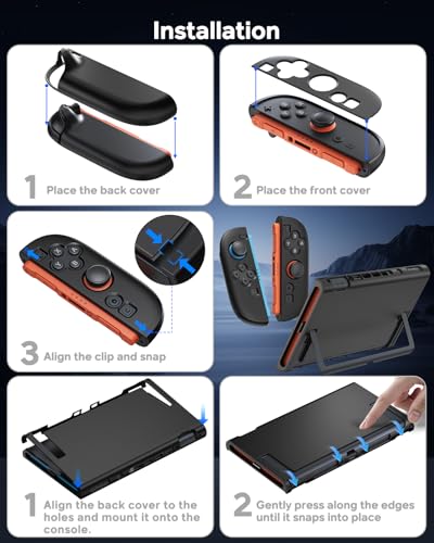 Image of Switch 2 Cover Case&Screen Protector, FYOUNG Dockable Shell for Nintendo 2 | Cute Case, 9H Tempered Glass, Thump Grip, Switch 2 PC Hard Protective Case, Split Design, Precise Cutouts, Slim Shockproof
