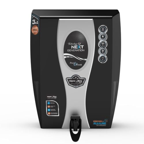 Image of AQUAULTRA Ro+Uv+Uf Water Purifier ( Smart) Aqua Ultra Pro Black Fully Automatic With Copper +Zinc+ Alkaline 13-L Ro+Uv Uf+Tds Controller Water Purifier For Home Kitchen
