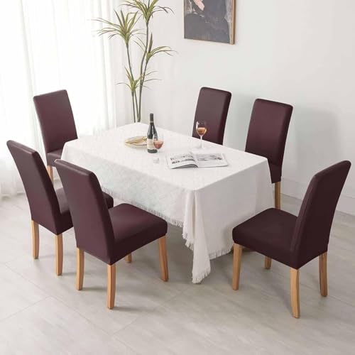 Housse de chaise de salle à manger imperméable en cuir synthétique extensible