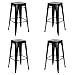 Vaukura Taburete Alto Oliix Pack 4 - Taburete Industrial Metálico Brillo (Negro)