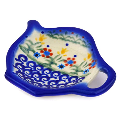 Polish Pottery Tea Bag or Lemon Plate 4-inch (Spring Flowers Theme)