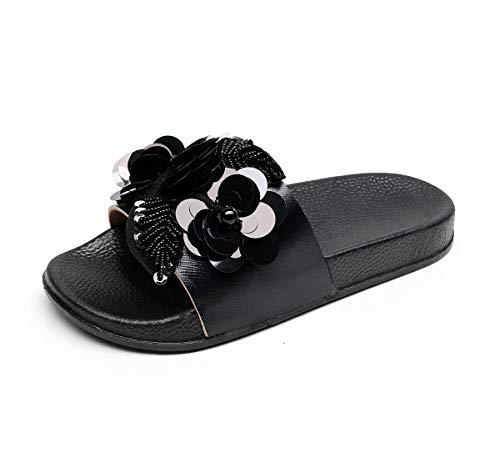 Sommer Flip Flops Sandalen Hausschuhe Damen Mädchen Mode Flache Glitzer Pailletten für Frauen Sommer Flip Flops Casual Strand Sandale Flache rutschfest Schuhe-Transparent (EU36-41) (Numeric_39) Cover