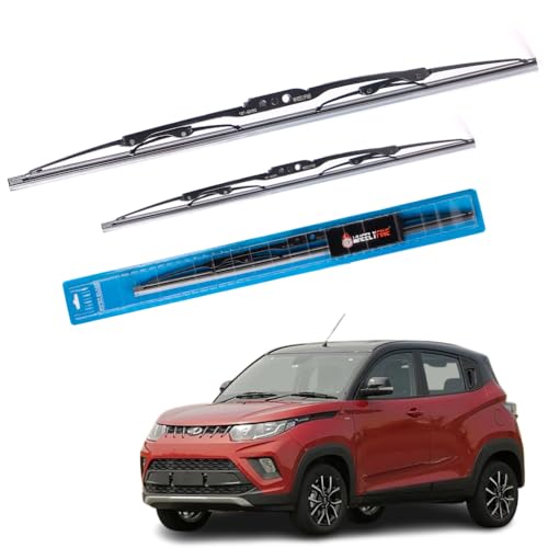 Image of Windshield Car Wiper Blades Metal Frame Water Repellant Cleaning Wiper Blades Refills Best for Mahindra Kuv 100 (2016 Onwards) Dr 20 inch /Pa 18 inch