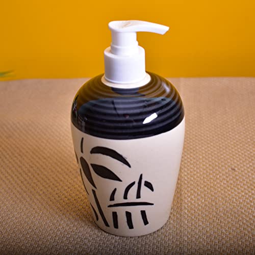 Image of Ceramic Liquid Soap Dispenser, 450 ml, White Tree | Refillable Pump Bottle for Hand Wash, Lotion, Shampoo & Kitchen Use, 1 Piece