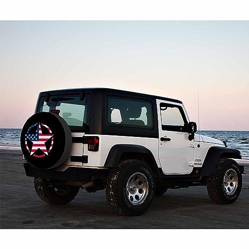 Image of American Flag Star Spare Tire Cover Army War Medal Armed Weatherproof Universal Wheel Protectors Camper Tire Covers for Trailer Rv Travel(17 inch)