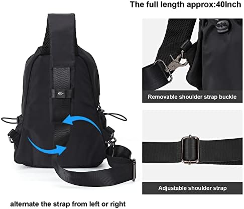 Small Sling Backpack Crossbody Bag for Men Women, Black Shoulder Chest Bags with USB Charger, Waterproof Hiking Daypacks for Travel Cycling 6 Small Sling Backpack Crossbody Bag for Men Women, Black Shoulder Chest Bags with USB Charger, Waterproof Hiking Daypacks for Travel Cycling