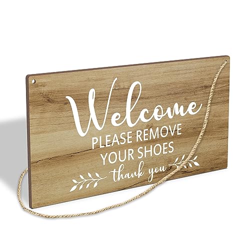 Welcome Please Remove Your Shoes Thank You Wooden Hanging