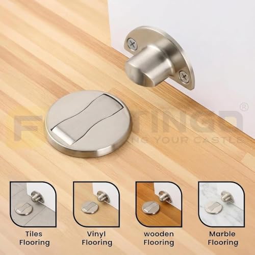 Image of Round Magnetic Door Stopper Matt Finish Stainless Pack 2