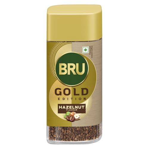 Image of Bru Gold Hazelnut Granule Bottle,55 Gram|Flavoured Instant Coffee|Flavourful Twist To Your Everyday Coffee|Made With Freeze-Dried Coffee|Makes 40 Cups