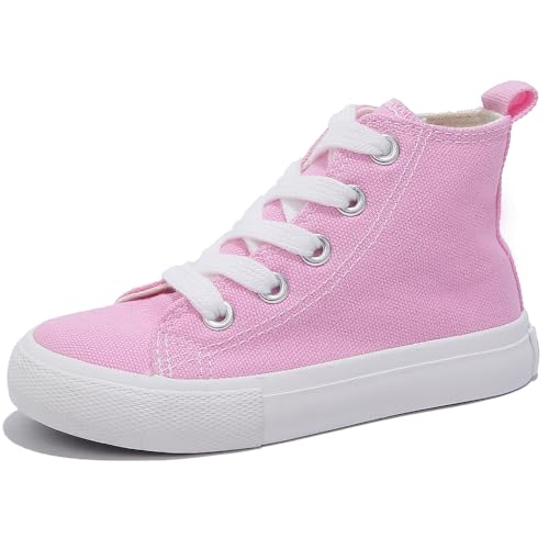 Boys and Girls' high top Frenulum Canvas Lightweight Shoes,Athletic Running Classic Sneakers (Light Pink, Big Kid, 4, Numeric, US Footwear Size System, Narrow)