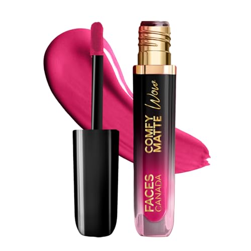Image of FACES CANADA Comfy Matte Wow Liquid Lipstick - Fuschia Fun 06 (Pink) 3.8ml | One Swipe Application | Highly Pigmented | Comfortable Wear | Glides Smoothly | Long Lasting | Transferproof