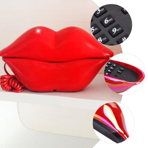 Téléphone fixe à cadran lèvres rouges VICASKY pour décoration de maison
