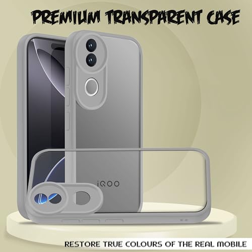 Image of V-TAN Back Cover for IQOO Z10R 5G, Transparent Clear Case Compatible with IQOO Z10R, TPU, Camera Protective, Scratch Resistant Shockproof Mobile Cover with Anti-Slip Grip (Gray)