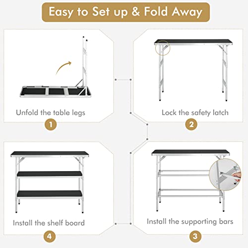 Image of COSTWAY Folding Picnic Camping Table, Portable Camping Table with Carry Bag