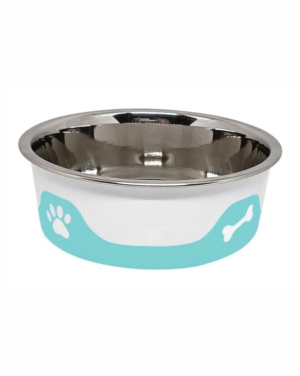 The Buffalo Co. ThermaCool Dog Bowl, Stainless Steel, Food & Water Container, 4-Layer Thermal Insulation, All Breeds, Multiple colours, 240ml-1.8L Sizes (Azure Blue, Medium-425ML)