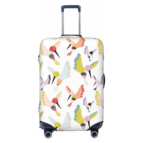 Cartoon Hummingbird Pattern Luggage Cover Protector Anti-Scratch Washable Fits 18-32 Inch Luggage-Medium