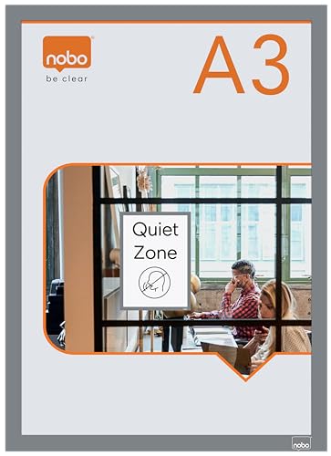 Nobo Self-adhesive Magnetic Poster Frame A3, Magnetic Display Frame, Pack of 2, A3 Magnetic Frames for Posters, Signs and Information, Silver, 1915699