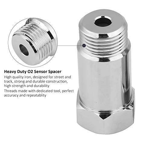 Yctze M18x1.5 Zuurstofsensorverlenger, roestvrijstalen auto Universeel 55 mm O2 zuurstofsensorverlengstuk Spacer-adapter (zilver