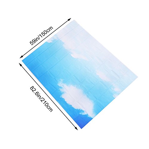 Fundo fotográfico LEDMOMOMO, fundo de foto, sem costura, céu azul, branco, nuvens padrão, plissado,