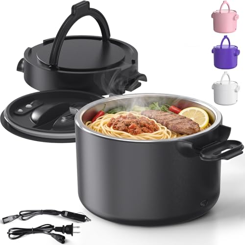 CDBEEE 33oz Electric Lunch Box, 100W Portable Food Warmer Heater, 12V/24V/110V 3-in-1 Lunch Warmer Portable for Work/Office/Car/Travel, Warming Soup & Meal, Spill-Free, Men & Women's Gifts