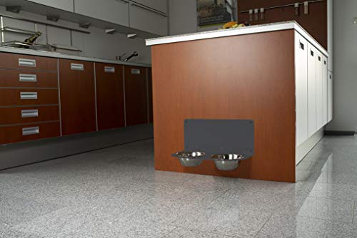 schmeck.bar Futterstation Futterbar erhöhter Futterspender kleine mittlere große schreckhafte Hunde mit Näpfen stabil hochwertig Wand (GRAU MATT, B: 480 x 212 x 262 mm - Napf 2X M)
