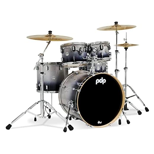 PDP By DW 5-Piece Concept Maple Shell Pack with Chrome Hardware Silver to Black Fade