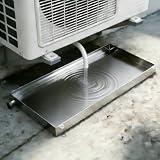 Heavy Du 304 - Vaschetta di scarico condensa AC in acciaio inox – 5,1 cm di altezza, a prova di perdite, con tubo di scarico, per condizionatore, lavatrice, scaldabagno, cucina (70 x 70 cm)