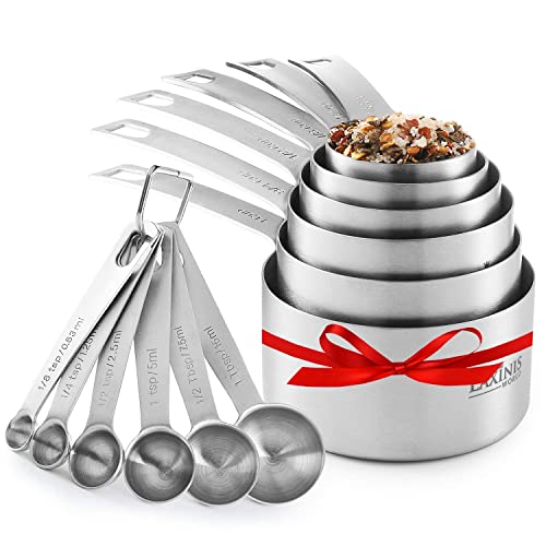 Set de 12 piezas de vasos y cucharas medidoras acero inoxidable miniatura 2