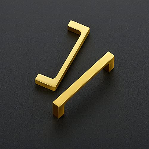 Image of Ravinte Brushed Brass Solid Pulls Cabinet Handles 3-1 /2 Inch 25 Pack | Solid Zinc, Slim Design, Mounting Screws Included, Kitchen Cabinet Hardware, For Cupboards, Dressers, Drawers