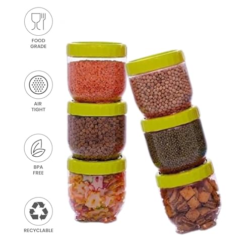 Image of 250ml Transparent Plastic Container & Jar Set for Kitchen Storage Dabba Set for Dry Fruits, Spices, Herbs & Dry Masala |Small Storage Boxes for Hotels, Restaurants, & Cloud Kitchens Set of 6