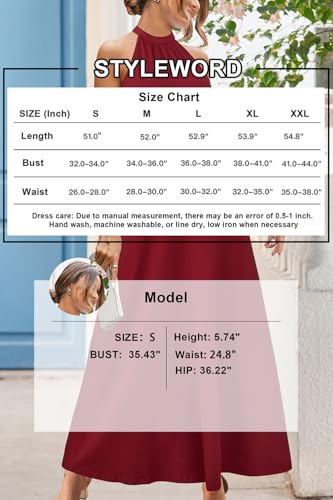 Image of STYLEWORD Women's Summer Floral Halter Maxi Dress Vacation Semi Formal 2026