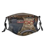 Funny Cartoon Cat Face Mask Cute Anime Masks with Filter Adjustable Washable for Man & Women Balaclava