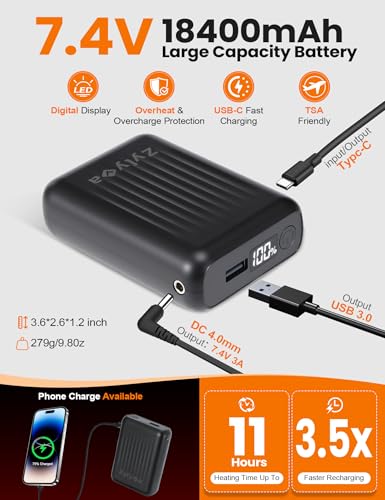 Heated Vest for Men with 18400mAh 7.4V Battery, Quilted Washable Heated Vests, Electric Warming Vest with Pockets4