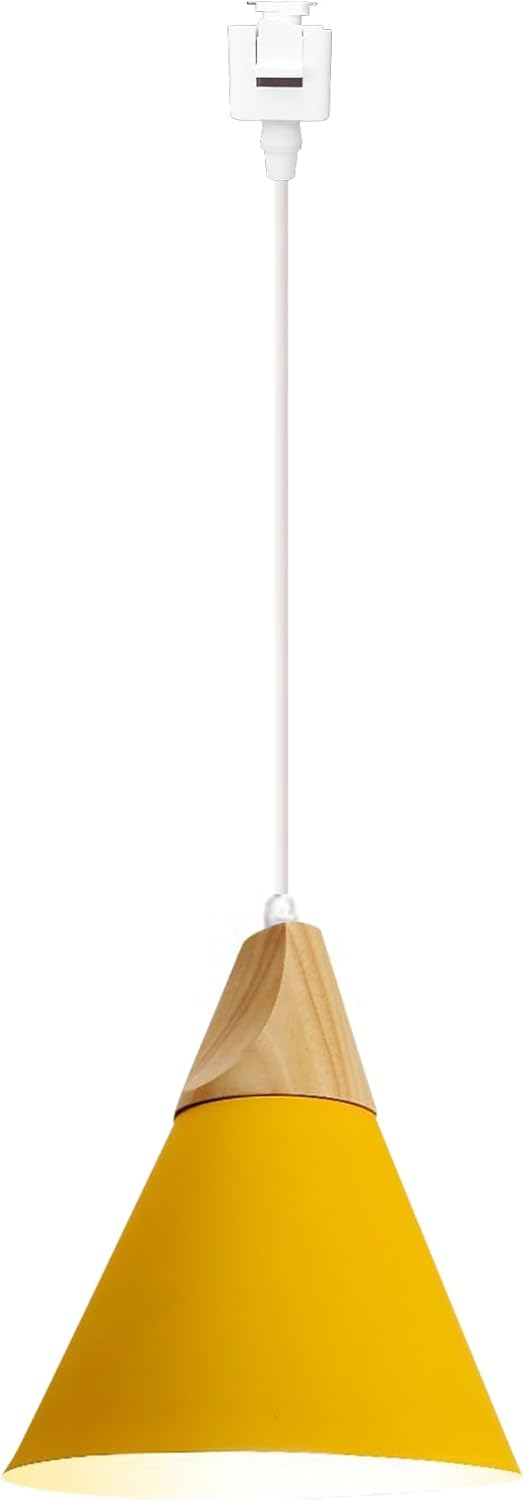 Kiven J-Type Track Lighting Pendants, 1-Light Modern J Track Light Pedant with Iron Lampshade for Kitchen Island Cafe Restaurant,White Finish