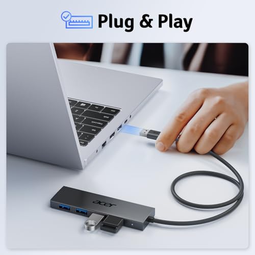 Hub USB 3.0 con 5 porte, Sdoppiatore Multi USB 3.0 Adattatore USB Alta velocità 5Gbps, Compatibile con MacBook PRO Air iMac Surface Laptop Chiave USB Disco Rigido Tastiera(120cm) - Hub USB - Immagine 5