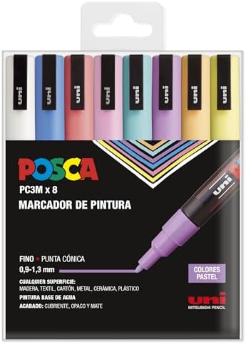 POSCA estuche marcadores PC-3M Colores Pastel 8 Uds