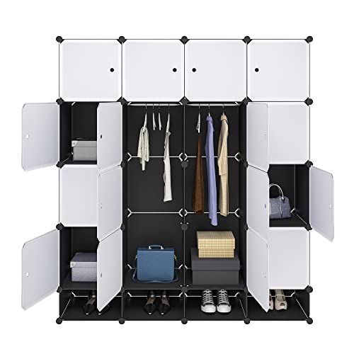 eSituro Armoire de penderie Cube avec Portes Armoire de Rangement modules Ranger Les vêtements Chaussures Accessoires 14 Cubes SGR0038