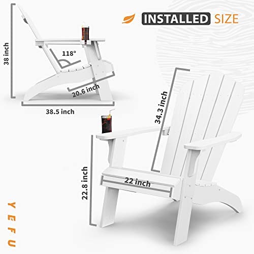 Oversized-Plastic-Adirondack-Chair-Set-of-2-with-Cup-Holder-Large-Dual-Purpose-Weather-Resistant-Poly-Lumber-Outdoor-Chairs-Duty-Rating-Widely-Used-in-Patio-Lawn-Outside-Garden-Chair-White Oversized Plastic Adirondack Chair Set of 2 with Cup Holder Large Dual Purpose Weather Resistant Poly Lumber Outdoor Chairs Duty Rating Widely Used in Patio Lawn Outside Garden Chair White