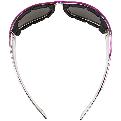 Global Vision Eyewear Flashpoint Sunglasses, Flash Mirror Lens, Two Color Crystal and Pink Frame Fits Smaller Faces4