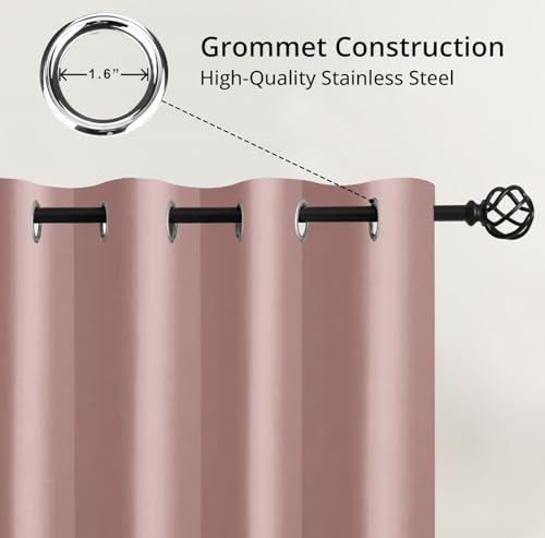 Image of Cloth Fusion 75% Blackout Window Curtains 5 Feet Long Set of 2, Room Darkening Parda with Stainless Steel Grommets for Home Decor (5x4 Feet, Pink)