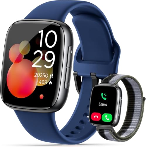 Quican Smart Watches for Men Women, 1.85" HD AMOLED Smart Watchfor iPhone & Android, 12-Day Battery, 3ATM Waterproof,Bluetooth Calls/Messages, Health Monitor, 120+ Sports ModesFitness Watch, 2 Bands